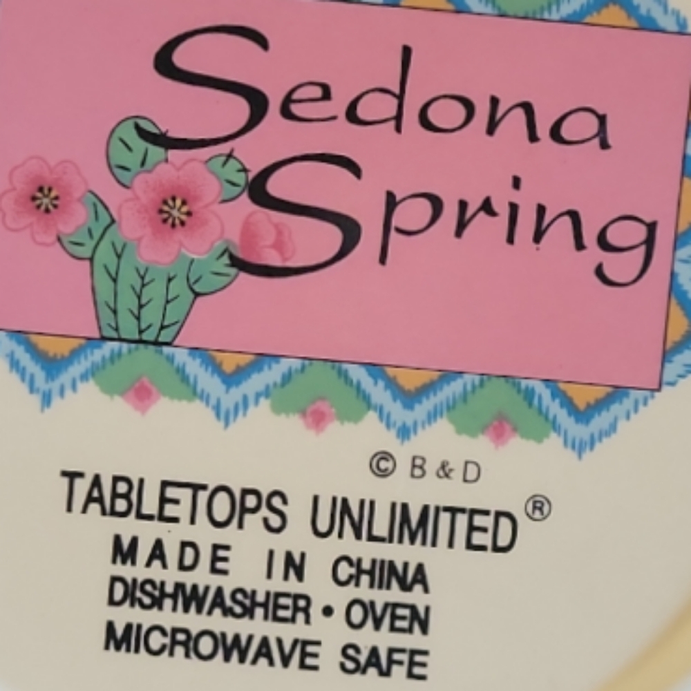 1 Vtg Dinner Plate Bowl Sedona Spring Tabletops Unlimited Cactus Blooms Desert - Picture 3 of 3